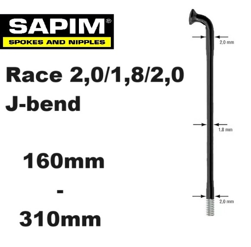 Sapim Race Zwart - Rohloff bocht (210mm-300mm)